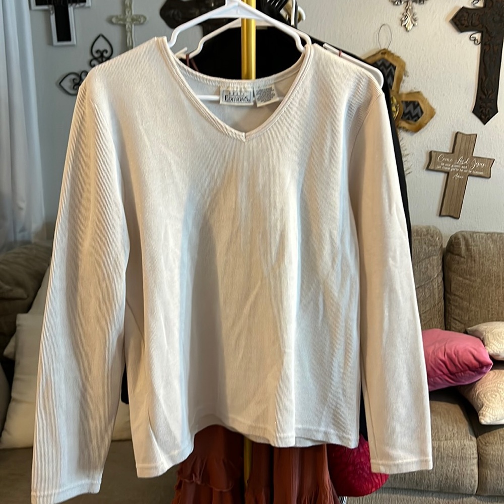 Basic Edition Cream / Sparkle Knit Vintage Sweater Size XL